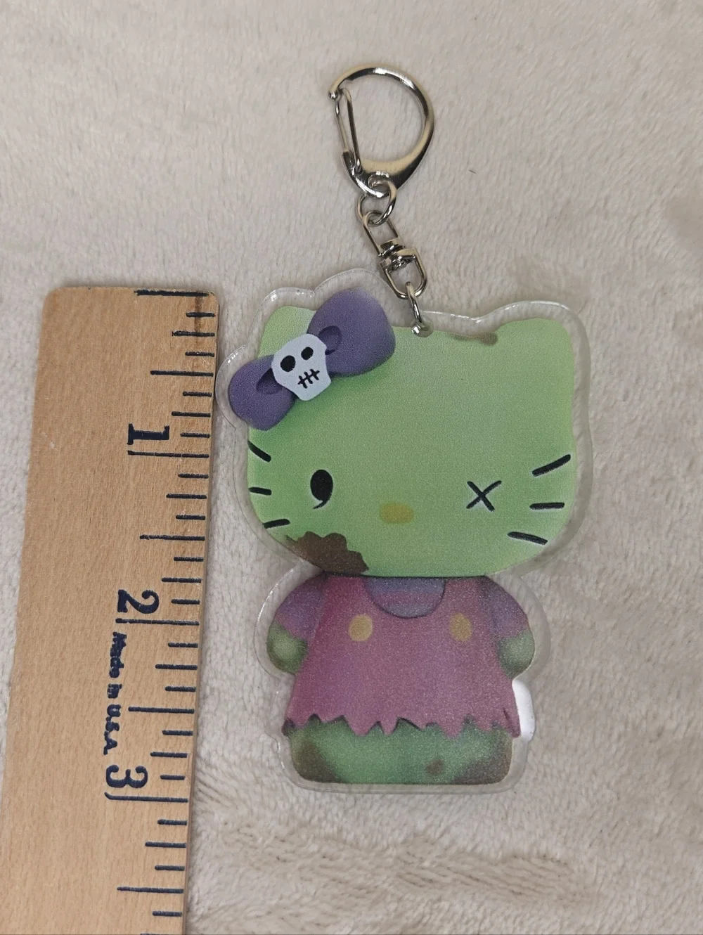 Hello Kitty Plastic Halloween Zombie Keychain